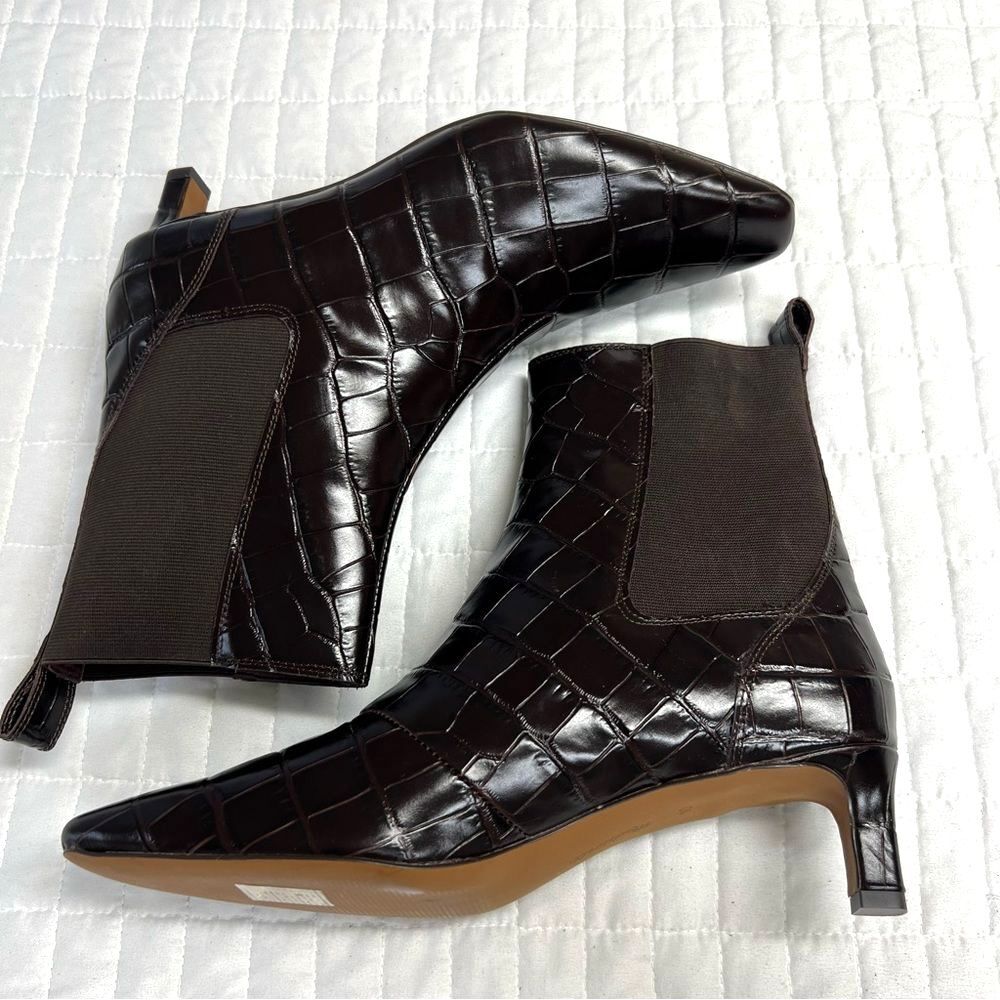 Madewell The Dimes Chelsea Boot in Brown Croc Embossed Leather Size 10 NWOB - Picture 8 of 11